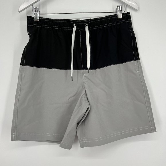 Sonoma Men Good For Life 7" Elastic-Waistband Swim Trunks Black Light Grey S NWT - Picture 2 of 6